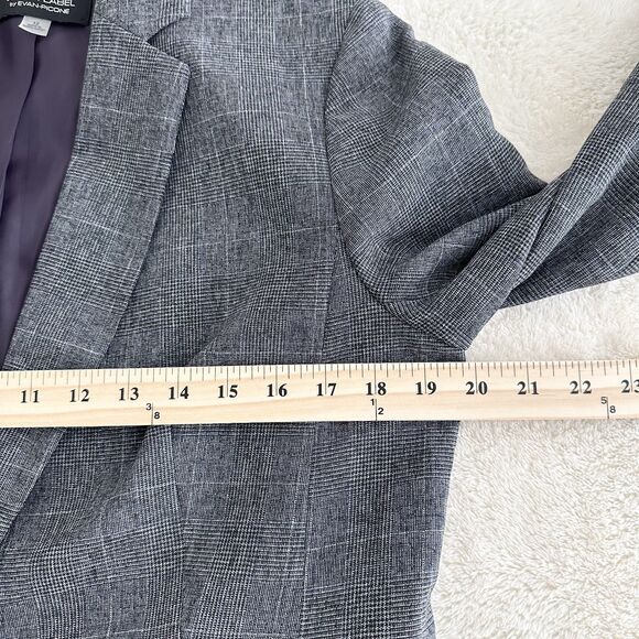 Black Label by Evan-Picone Blazer Size 12 Gray Plaid Classic Tailored Fit - Picture 9 of 9